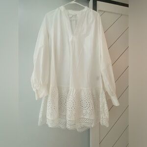 H&M white cover up dress, size M.